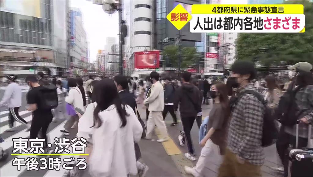 日本東京澀谷街頭人潮熙來攘往。圖／翻攝自FNN