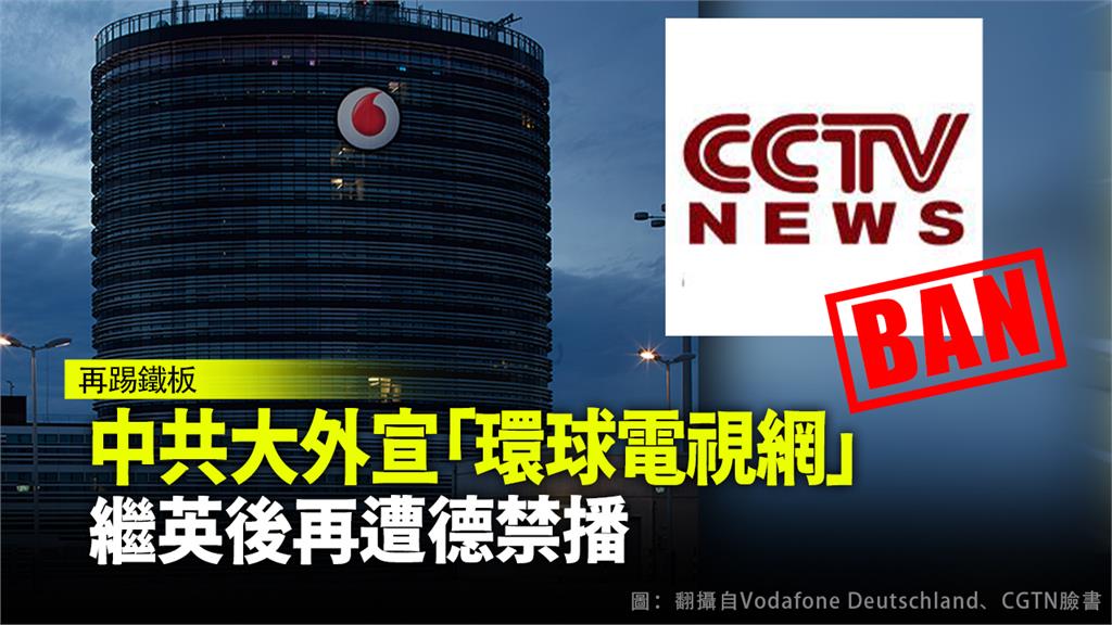 「沃達豐德國」（Vodafone Germany）也停止CGTN在德國放送。圖：翻攝自Vodafone Deutschland、CGTN臉書