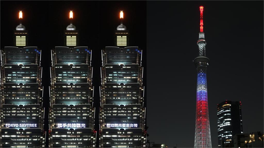 台北101、東京晴空塔點燈慶祝觀光交流10週年。圖／翻攝自臉書＠Taipei101.official、推特@skytreeofficial