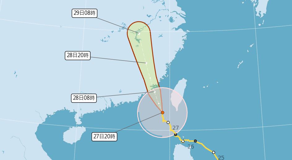 颱風路徑潛勢預報。圖／中央氣象局