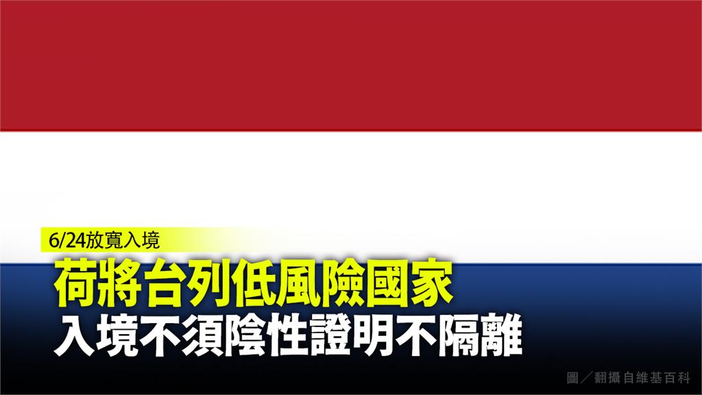 荷蘭將台灣列入疫情「低風險國家」名單。圖／維基百科