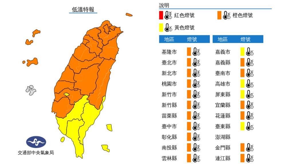 17縣市亮低溫橘燈！今晚至明晨防「輻射冷卻」 西...