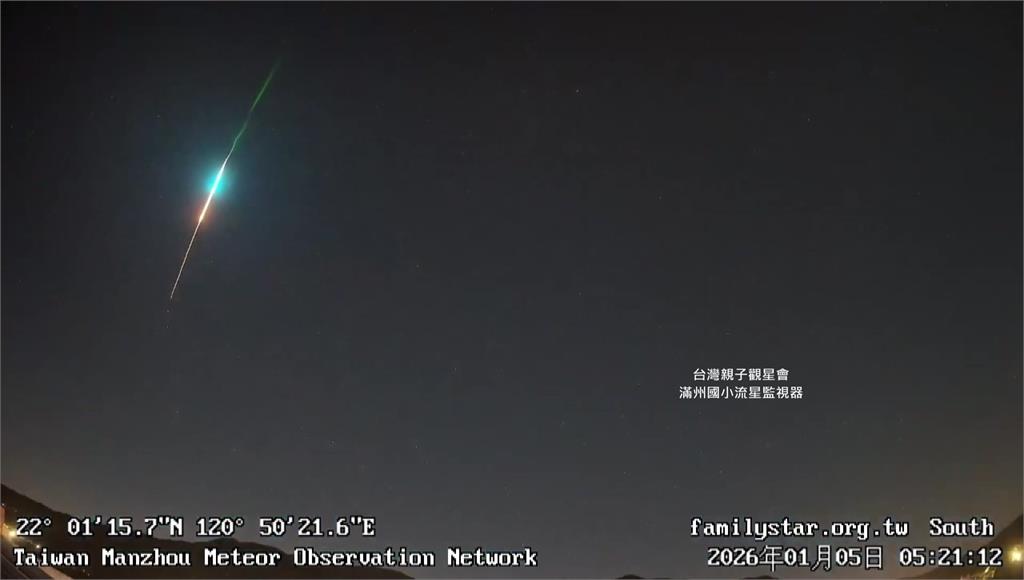 藍綠色光束劃過天際！專家解答是火流星 屬於「象限儀座流星雨」
