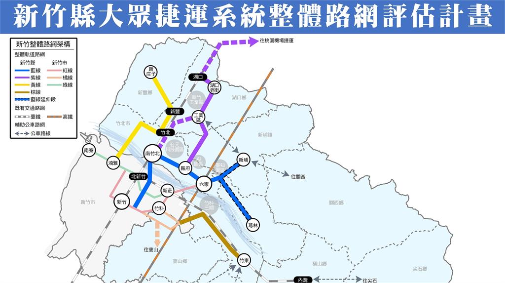 新竹縣大眾捷運系統整體路網規劃。圖／新竹縣政府提供