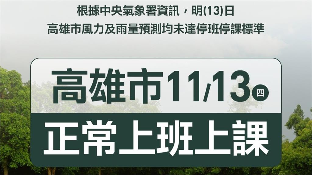 鳳凰颱風逐漸減弱中  南高屏宣布11/13正常上班課