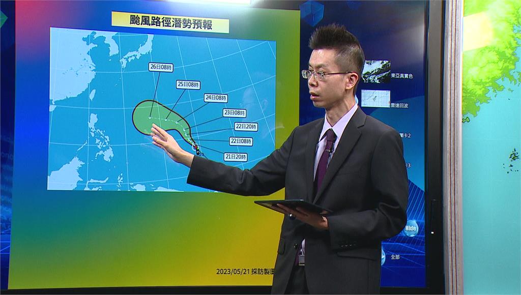 氣象局表示，瑪娃恐轉中颱，若接近台灣帶來低壓環境，會不利梅雨發展。圖／台視新聞