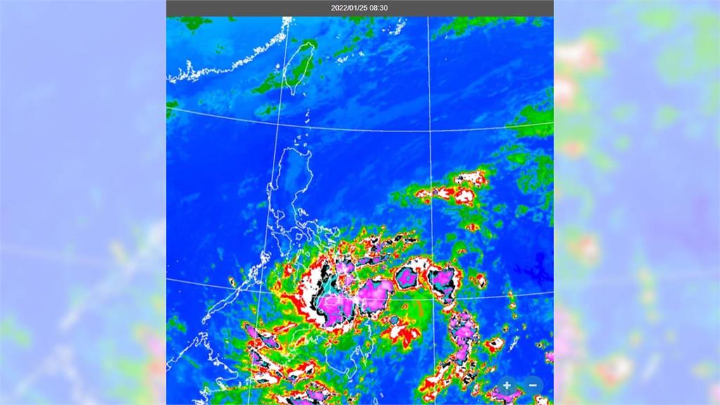 菲律賓南方上空有一團具有「旋轉特徵」的雲系。圖／翻攝自中央氣象局