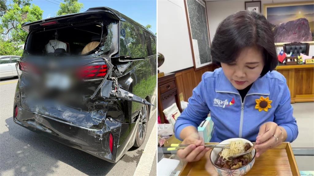 張麗善座車遭追撞嚇壞幸無礙...同仁準備麵線壓驚 駕駛稱「煞車失靈」