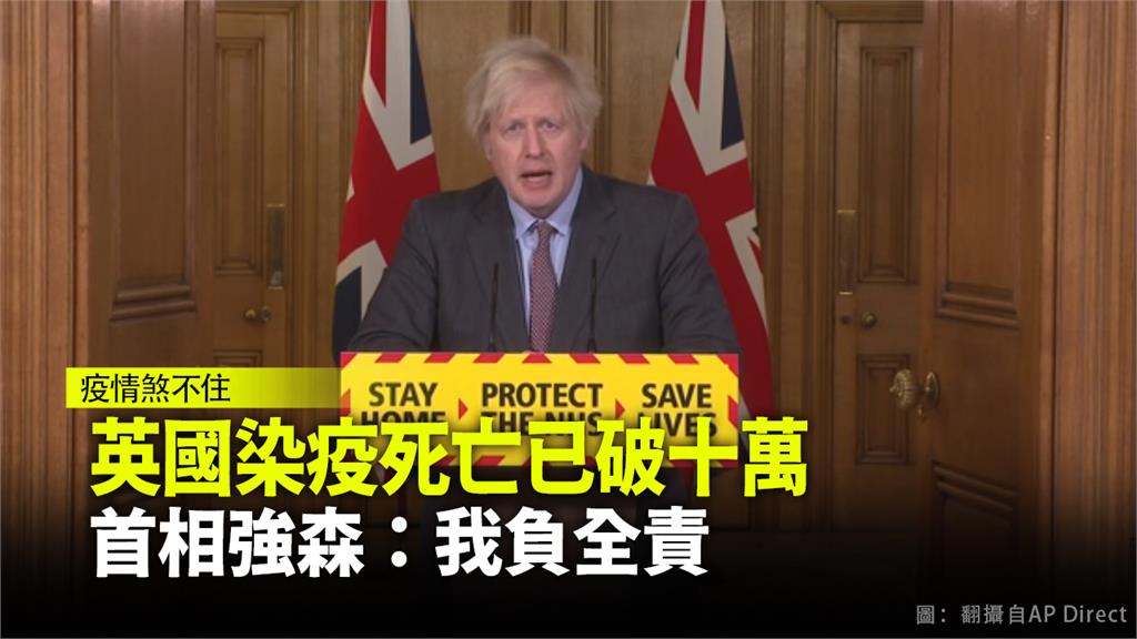 英國首相強森公開致歉。圖：AP