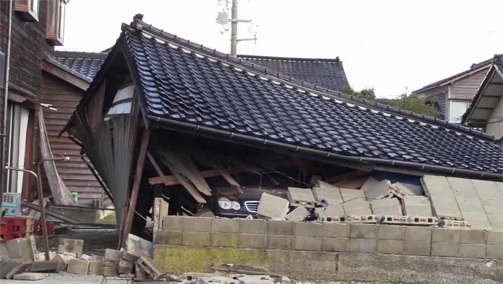 日本石川縣能登半島在元旦下午爆發7.6強震。圖／台視新聞