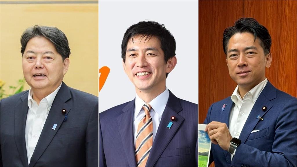 由左至右為林芳正、小林鷹之、小泉進次郎。圖／翻攝自X@hayashi09615064、kobahawk、shinjirokoiz