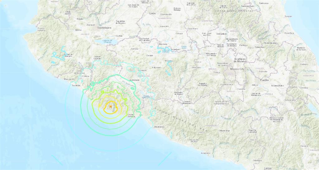 墨西哥發生規模6.8地震。圖／翻攝自earthquake.usgs.gov