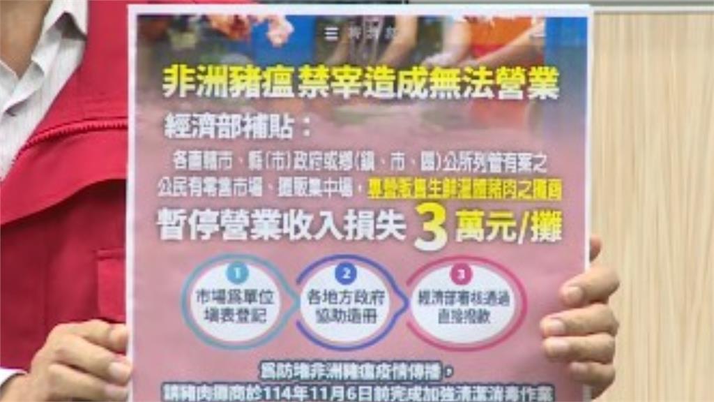 非洲豬瘟衝擊！7日開放補助申請 溫體豬肉攤商可領3萬元