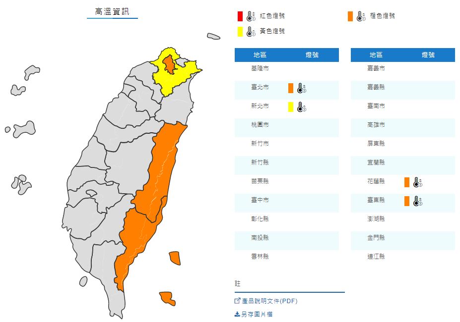 全台高溫悶熱，氣象局發布高溫特報。圖：翻攝自氣象局