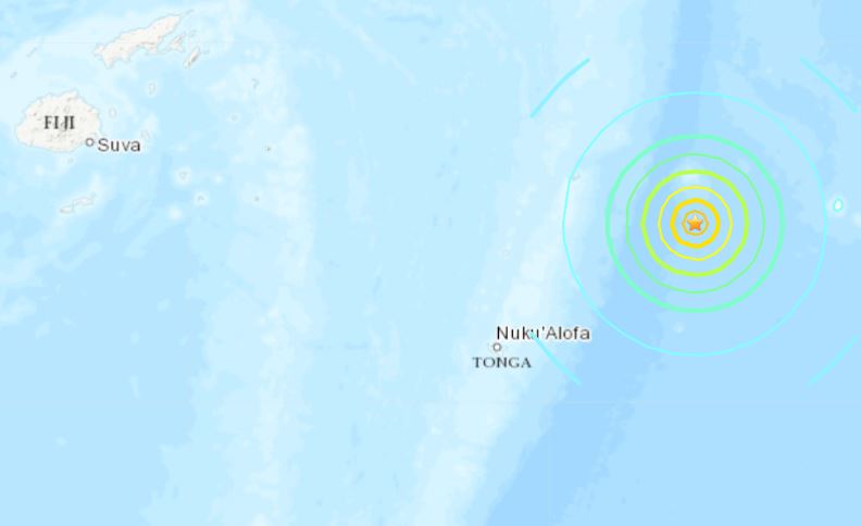 太平洋島國東加發生規模7.3強震。圖／翻攝自USGS