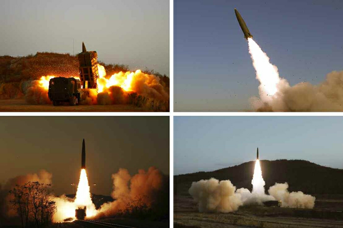 北韓官媒公布26張北韓軍方發射各式飛彈的照片。圖／翻攝自勞動新聞