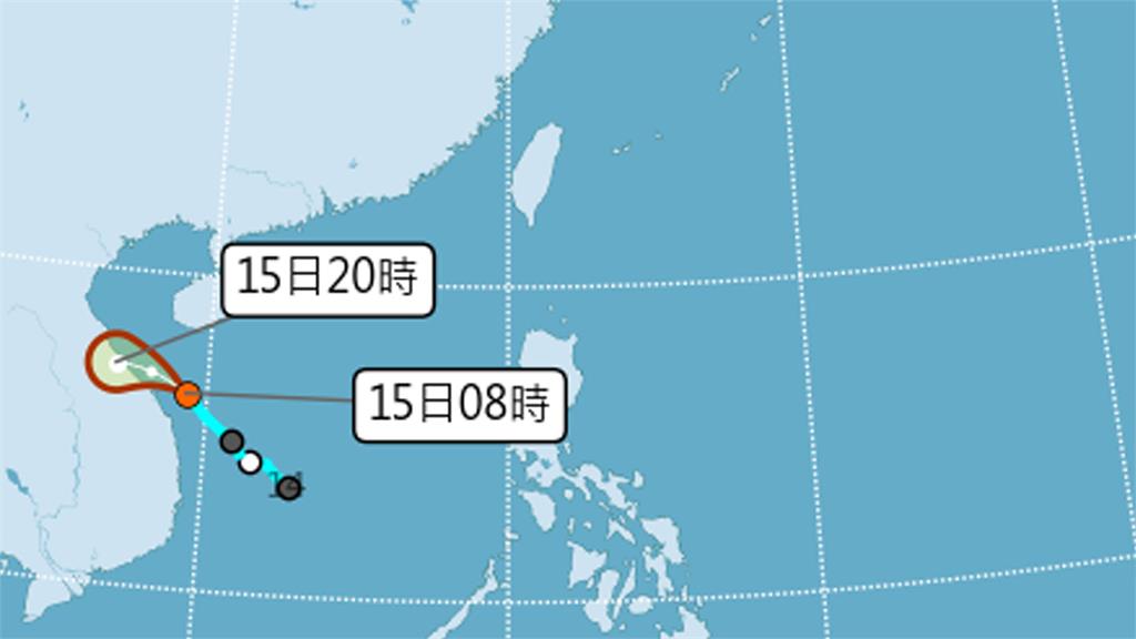 熱帶性低氣壓TD03估明登陸越南，對台灣無影響，不過不排除本週有熱帶性低氣壓或颱風生成。圖／翻攝自中央氣象署