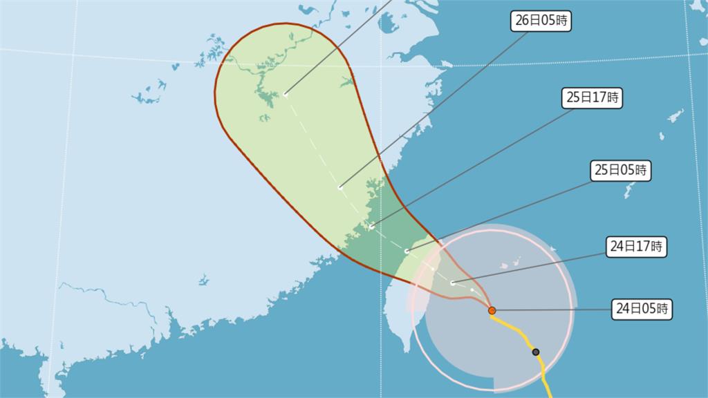 凱米颱風最新路徑。圖／翻攝自中央氣象署