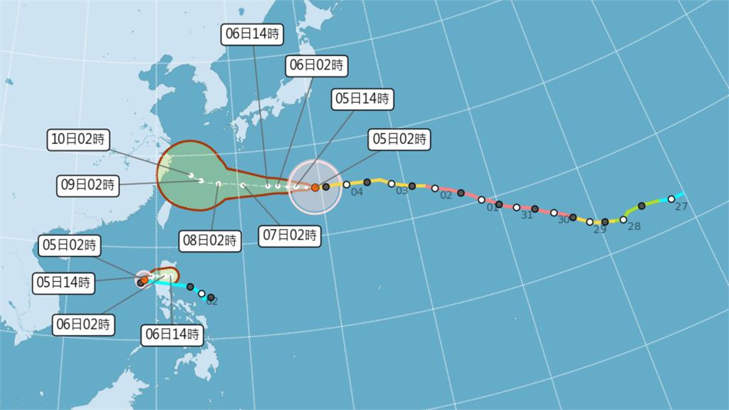 「鯨魚」颱風生成！ 雙颱成形 白海豚估這2天風雨最明顯