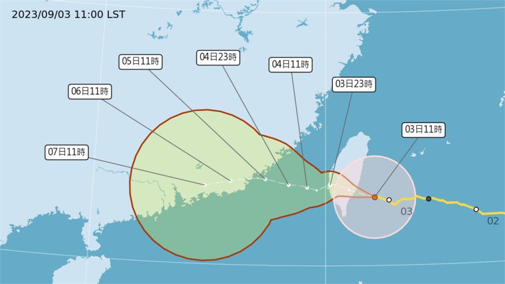 海葵颱風路徑潛勢預報。圖／中央氣象局