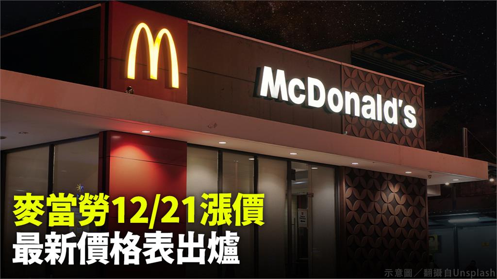 麥當勞12/21漲價，最新價格表出爐。示意圖／翻攝自Unsplash