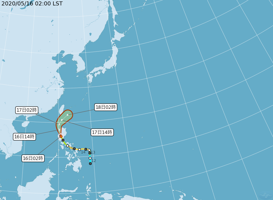 黃蜂颱風未來有減弱趨勢。圖：中央氣象局
