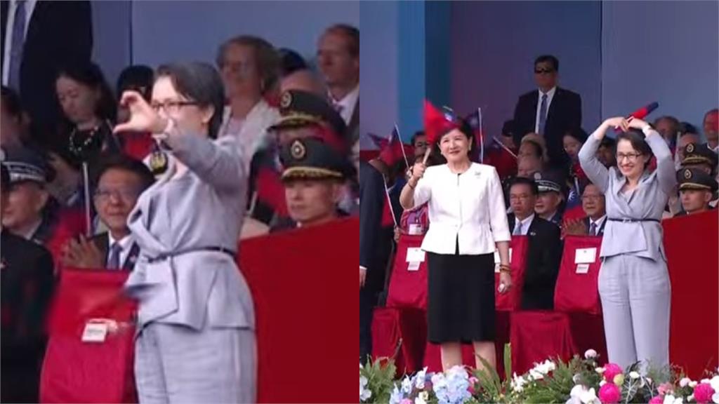 國慶大會向體壇英雄致敬！「榮耀英雄車隊」進場 蕭美琴比愛心迎接