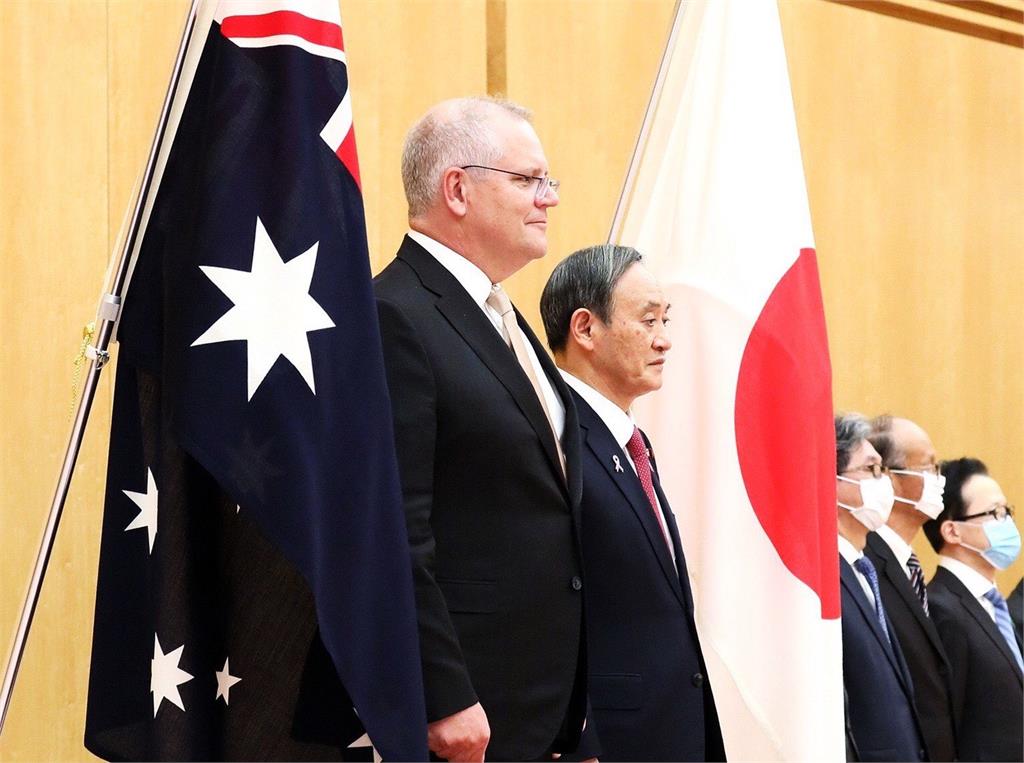 澳洲總理莫里森與日相菅義偉17日進行會談。圖：翻攝自日本首相官邸Twitter