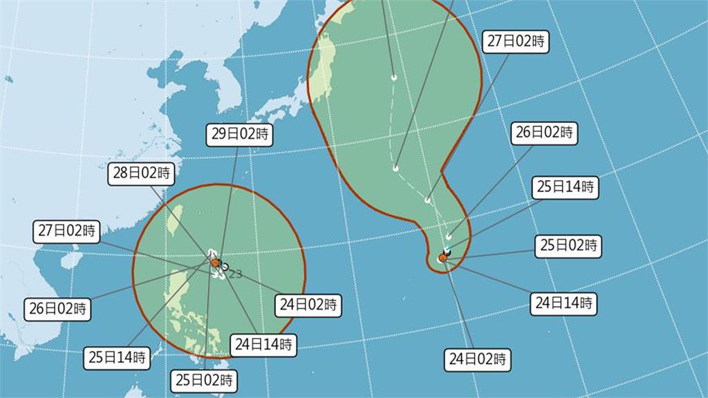 「蘇拉」最快明晨生成，在呂宋島東北方海面滯留打轉5天後撲向台灣。圖／中央氣象局提供