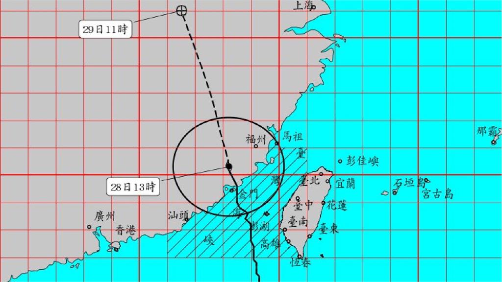金門將脫離暴風圈。圖／翻攝自中央氣象局