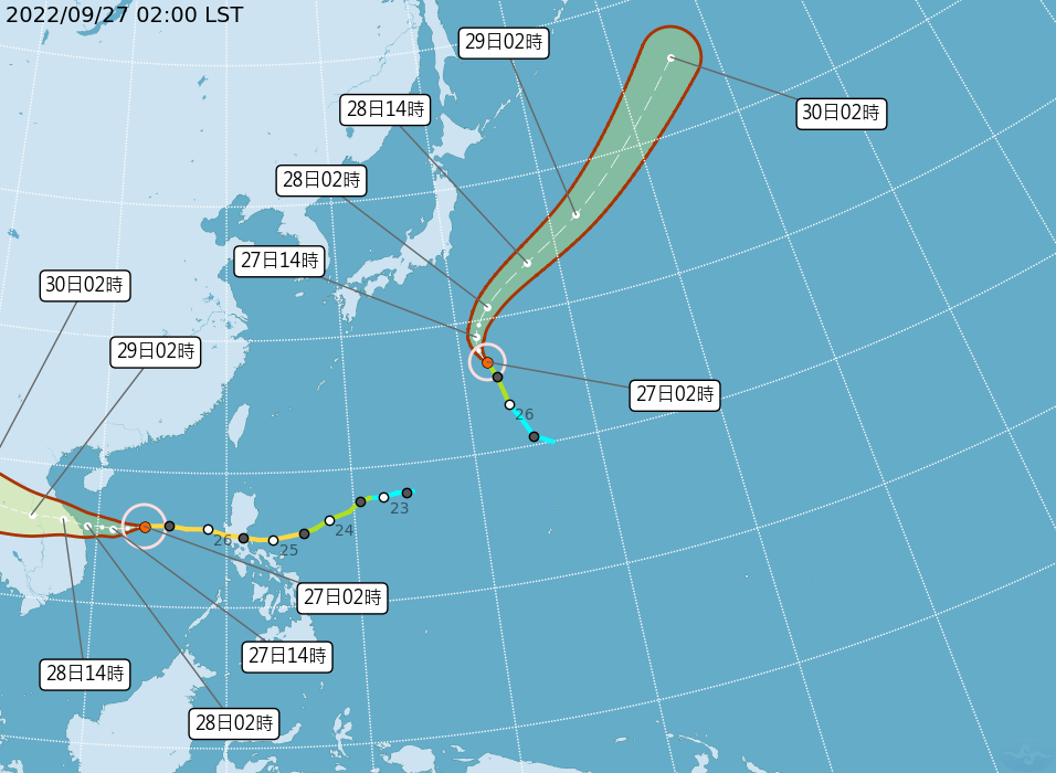 各地多雲到晴、高溫34度　雙颱對台灣無直接影響