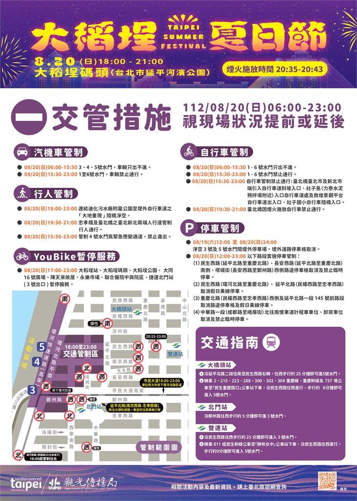 大稻埕煙火秀8/20最終場施放480秒 周邊交管一次看