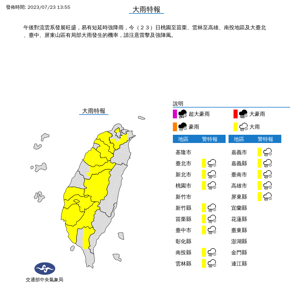 午後雷雨來了！ 13縣市發布大雨特報 2地區防大雷雨