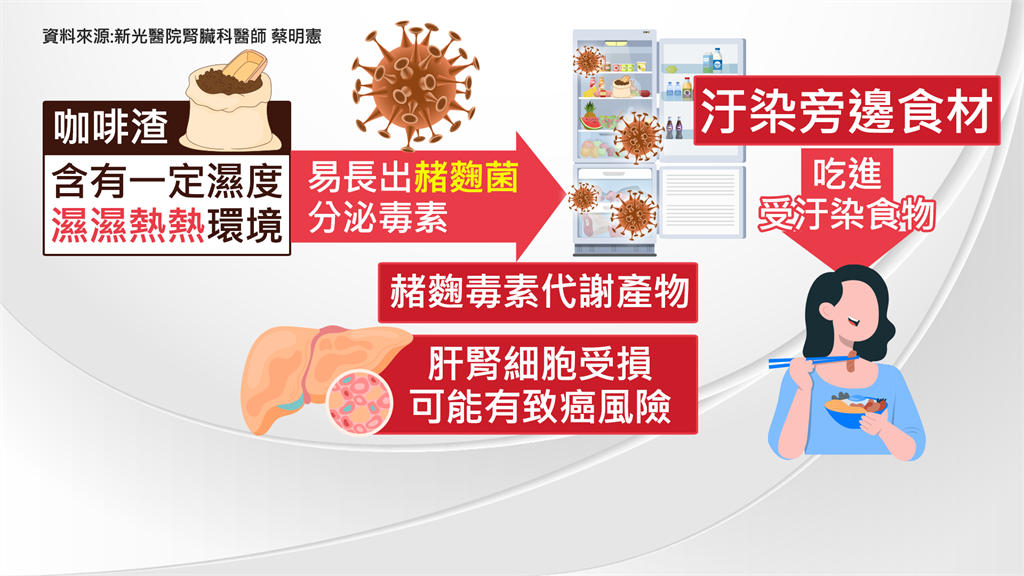 咖啡渣丟冰箱除臭大錯特錯！毒物專家警告：恐有「赭麴毒素」致癌