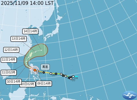 「鳳凰」強度達中颱上限
！氣象署示警：3地區明後天嚴防豪雨