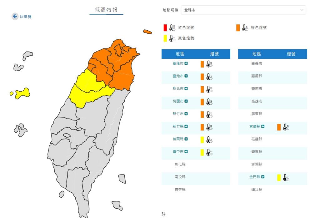 10縣市低溫特報！一圖看15、16日天氣　苗栗以北「下探8度」