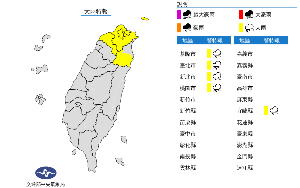 新北、台北午後大雷雨「預計下到3點」！北台灣5縣市發布大雨特報